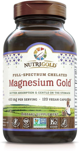 Magnesio Gold Quelatado 400 Mg Nutrigold 120 Capsulas