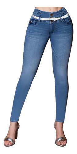 Jeans Mujer Pantalón Colombiano Mezclilla Strech Push Up 00c