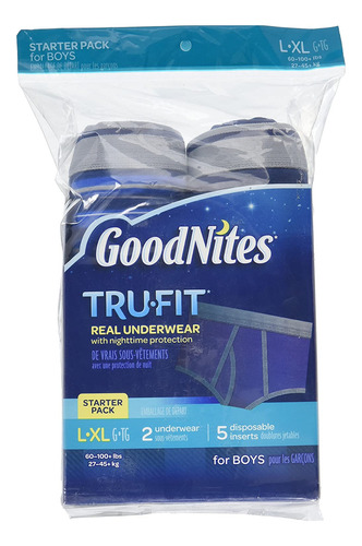 Goodnites Tru-fit Starter Kit Boy, 2 Ropa Interior, 5 Insert