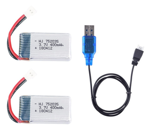 2 Unids 3.7 V 400 Mah 20c 752035 Bateria Recargable Lipo Con