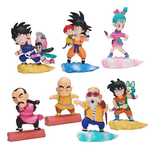 Dragon Ball Goku Bulma Roshi Colección 7 Figuras En Bolsa 