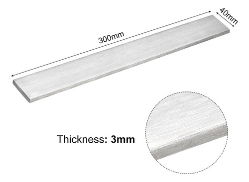Barra Plana De Acero Inoxidable 304 De 3 Mm X 40 Mm X 300 Mm