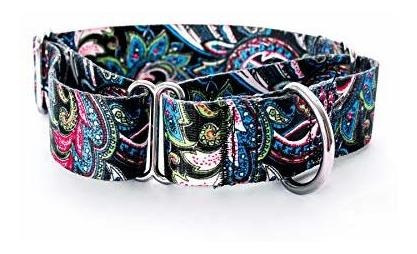 Martingale Dog Collar Medium Extra Wide Teal Paisley Rppga