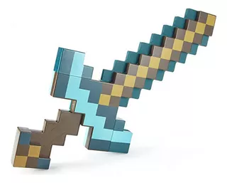 Minecraft Diamond Sword, Picareta 2 Em 1 Brinquedo Com Som