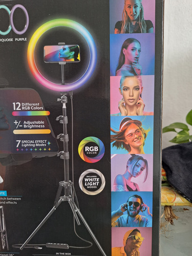 Aro Luz Rgb 30 Cm Led Trípode Profesional 158cm Negro 12 Colores