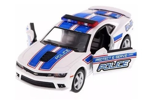 Chevrolet Camaro Police 1/32 Kinsmart Jugueteria El Pehuen Color Blanco