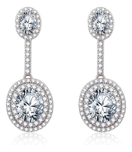 Cubic Zirconia Bridal Earrings For Wedding 925 Sterling Silv