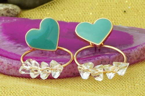 Imagen 5 de 8 de Aretes Pendientes Oro 18k Corazón Dama Regalo Mama Elegante