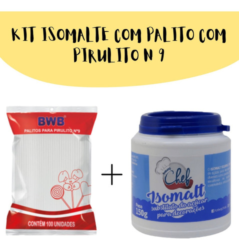 Kit Palitos Para Pirulito N9 + Isomalt 150g Promoção Loja Do