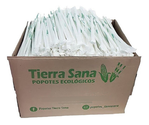 2 Mil Popotes Biodegradables 21cm Tierra Sana Hecho Con Maíz