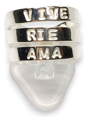 Imagen 1 de 10 de Anillo Plata Vive Rie Ama