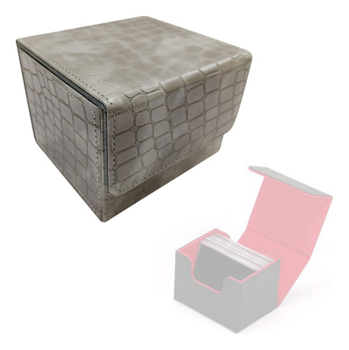 Caja De Baraja De Cartas, Soporte De Cuero Pu, Gris