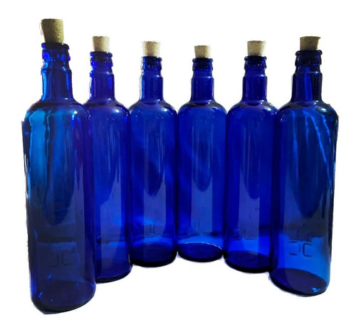 Imagen 6 de 7 de Botella De Vidrio Azul Hooponopono Con Corcho