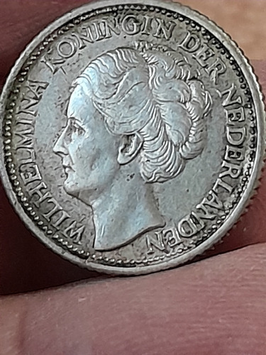 Moneda Países Bajos 25 Centavos 1941 Plata Km# 164 Ref 432