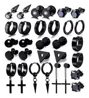 15pares Aretes Hombre Piercing Arracada Set Acero Inoxidable