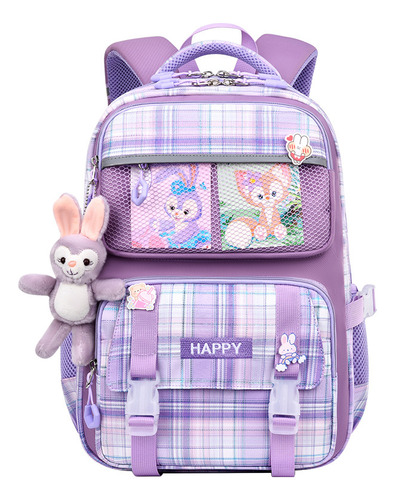 Mochila Ninos Escolar De Impermeable A Cuadros Kawaii