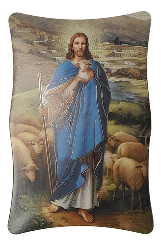 Cuadro Jesus Buen Pastor Souvenir Madera Italiano Fars