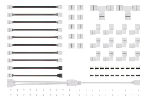 95 Pzs Conector Broche Para Unir Tira Led Rgb 4 Pines 10mm