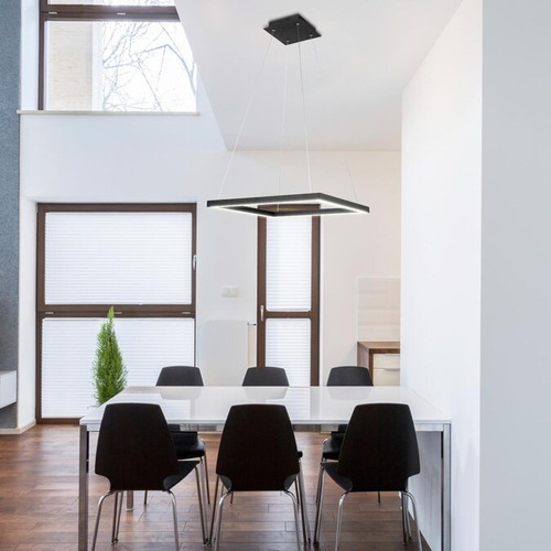 Colgante Led Quadra Moderno 30x30 23w Negro Calido 3000k