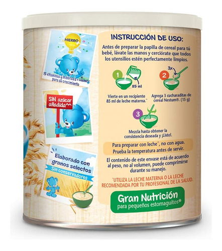 Cereal Infantil Nestum Etapa 1 Avena Lata 270 G.