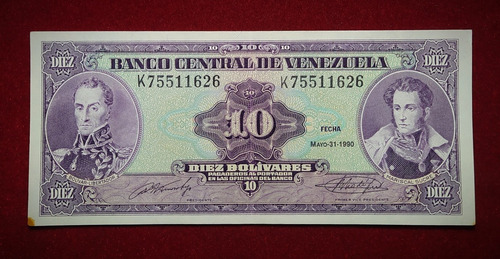 Billete 10 Bolivares Venezuela 1990 Pick 61 B 