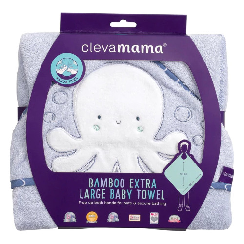 Toalha Infantil De Banho Macia Azul Extra Grande  Polvo Soft