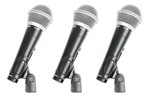 Microfone C/ Fio Samson Kit C/ 3 R21s3 Cor Preto