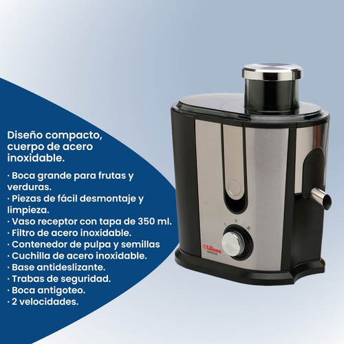 Imagen 4 de 7 de Extractor De Jugo Juguera Liliana 500w 2 Vel + Vaso A12