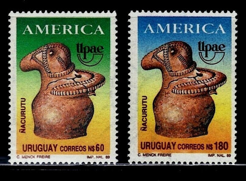 Estampillas Uruguay 1989 - Upaep / Arte Aborigen