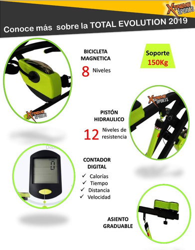 Total Revomax Crunch 6en1 +escaladora´+ligas+disco+bicicleta