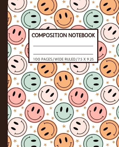Book : Composition Notebook Wide Ruled Smiley Faces...