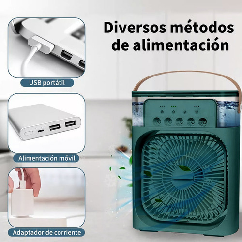 2pk Ventilador Escritorio Compacto Humidificador Usb Portati Cantidad de aspas 3 Estructura Verde Aspas Verde Diámetro 26 cm Frecuencia 5W Material de las aspas Plástico