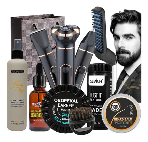 Kit Barbería Hombre Regalo Aceite/cera/maquina De Afeitar