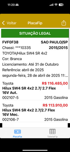 Toyota Hilux SW4 2.7 Sr 5l 4x2 Flex Aut. 5p