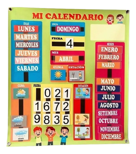 Calendario Infantil Con Abrojo Día-mes-clima Cea Tgd +pictos