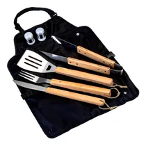 Comprar Kit Churrasco 8 Peças Inox Cu002F Avental E Luva Para Presente