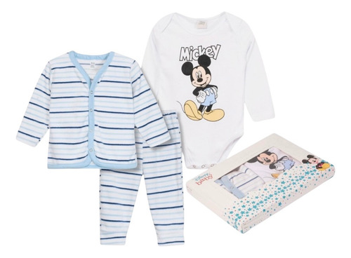 Ajuar Disney Bebé Set 3 Pzas Plush.mickey O Minnie Original Azul Mickey 12/18