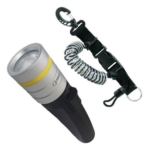 Kit Lanterna Recarregável Acessório Antiqueda Mergulho Pesca Lanterna Preto Luz Branco