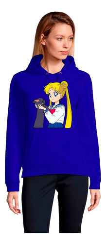 Polerón Dama/unisex Estampado Diseño Sailor Moon Con Gatito