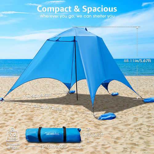 Toldo De Playa Upf 50 10.9 X 9.6 Pies Portátil Solar Eventos