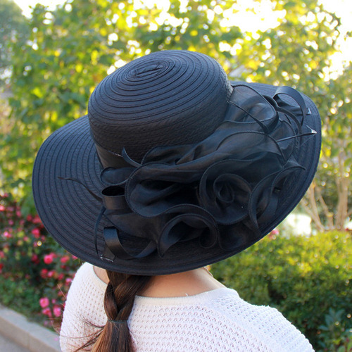 Funi Fashion Sombrero De Organza Floral Para Mujer 