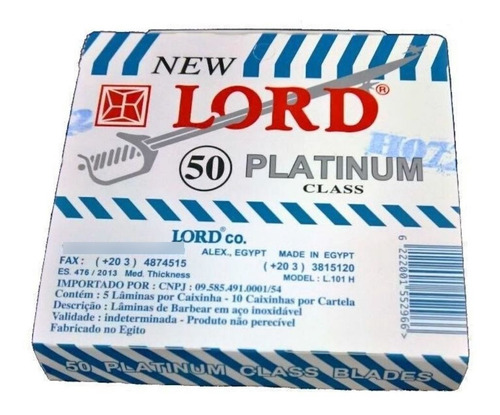 Lâmina De Barbear Com 50 Unid Barber Shop Platinum - Lord