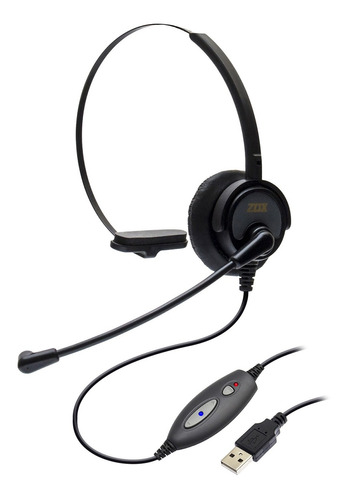 Headset Usb Voip C/ Cancelador De Ruído Mod. Dh-60 - Zox Cor Preto