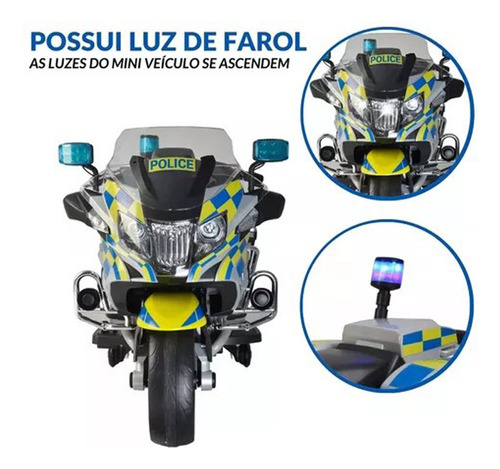 Mini Moto Elétrica Infantil 12v Bmw R 1200rt Prata Som E Luz