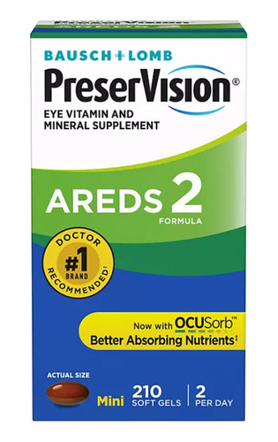 Areds 2 Vitaminas Minerales Para Ojos Preservision 210gels Sabor Natural