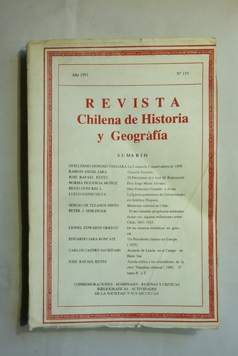 Revista Chilena De Historia Y Geografía. N. 159