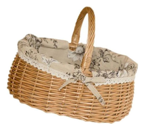 Cesta De Armazenamento De Piquenique De Vime Tecido De Palha