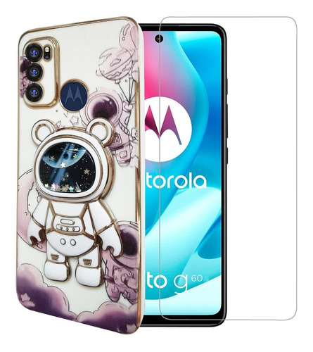 Funda Para Moto G60 Carcasa + Astronauta Soporte + Mica