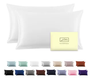 Funda De Almohada De Seda Tamaño King Color Blanco 2pzs