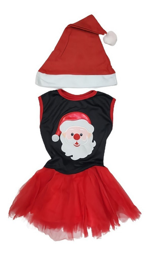 Vestido Disfraz Papá Noel Tutu Navidad Blanco O Negro Corta